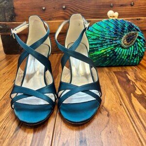 JJs House Dark Teal Heels Size 39 (size 8 or 8.5)
